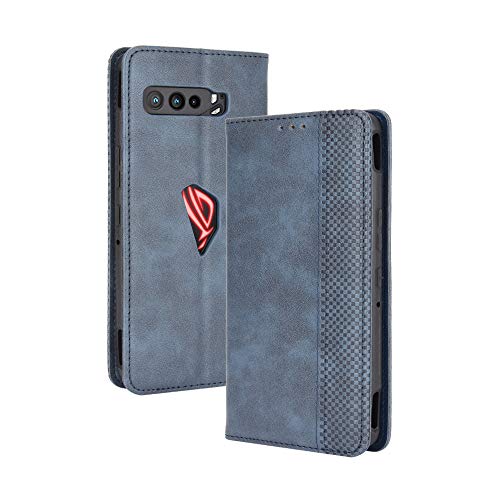 LAGUI Kompatible für Asus ROG Phone 3 ZS661KS Hülle, Leder Flip Case Schutzhülle für Handy mit Kartenfach Stand und Magnet Funktion als Brieftasche, Blau von LAGUI