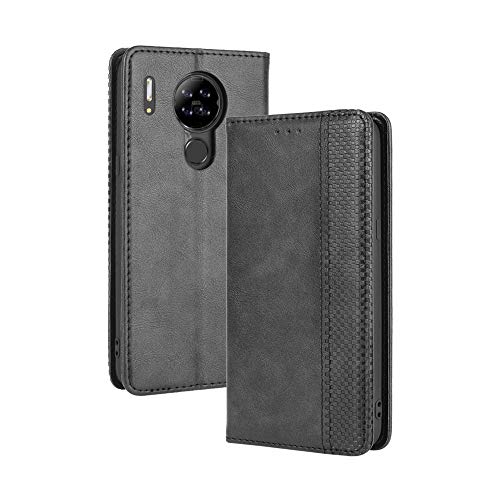 LAGUI Kompatible für Blackview A80 Hülle, Leder Flip Case Schutzhülle für Handy mit Kartenfach Stand und Magnet Funktion als Brieftasche, schwarz von LAGUI