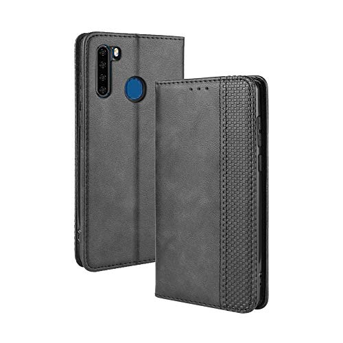 LAGUI Kompatible für Blackview A80 Pro Hülle, Leder Flip Case Schutzhülle für Handy mit Kartenfach Stand und Magnet Funktion als Brieftasche, schwarz von LAGUI