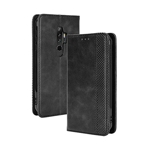 LAGUI Kompatible für Blackview BV6300 Pro Hülle, Leder Flip Case Schutzhülle für Handy mit Kartenfach Stand und Magnet Funktion als Brieftasche, schwarz von LAGUI