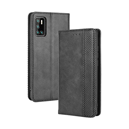 LAGUI Kompatible für Cubot P40 Hülle, Leder Flip Case Schutzhülle für Handy mit Kartenfach Stand und Magnet Funktion als Brieftasche, schwarz von LAGUI