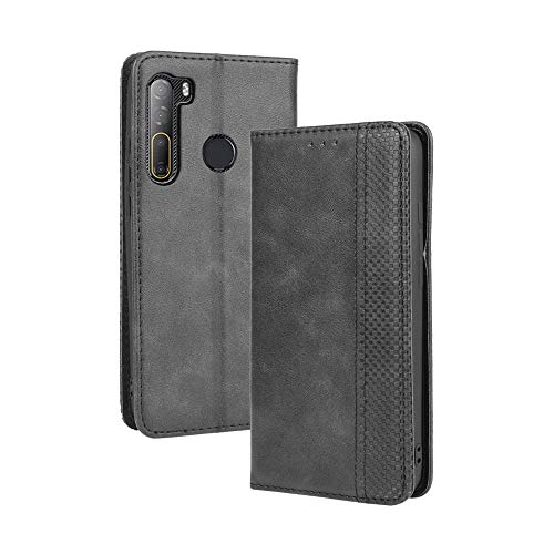 LAGUI Kompatible für HTC Desire 20 Pro Hülle, Leder Flip Case Schutzhülle für Handy mit Kartenfach Stand und Magnet Funktion als Brieftasche, schwarz von LAGUI