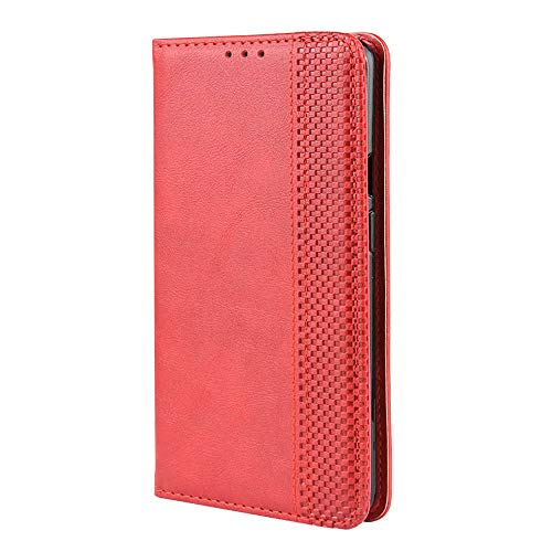 LAGUI Kompatible für Huawei Y6s Hülle, Leder Flip Case Schutzhülle für Handy mit Kartenfach Stand und Magnet Funktion als Brieftasche, rot von LAGUI