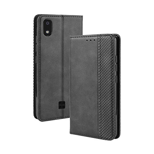 LAGUI Kompatible für LG K20 2019 (LM-X120EMW LMX120EMW) Hülle, Leder Flip Case Schutzhülle für Handy mit Kartenfach Stand und Magnet Funktion als Brieftasche, schwarz von LAGUI