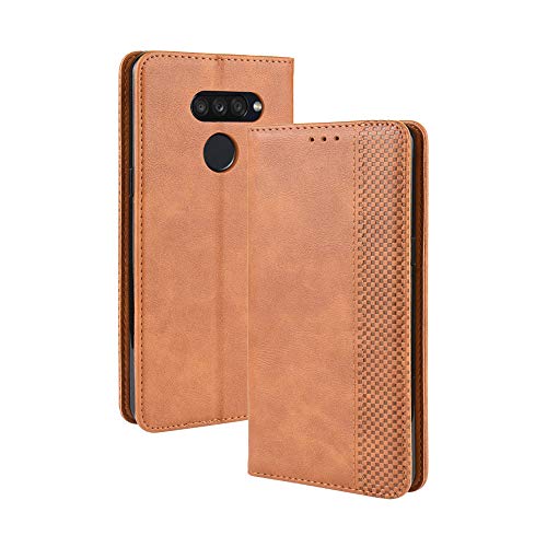 LAGUI Kompatible für LG K50S Hülle, Leder Flip Case Schutzhülle für Handy mit Kartenfach Stand und Magnet Funktion als Brieftasche, braun von LAGUI