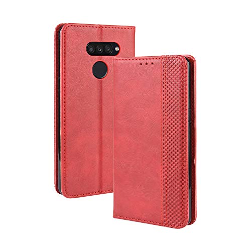 LAGUI Kompatible für LG K50S Hülle, Leder Flip Case Schutzhülle für Handy mit Kartenfach Stand und Magnet Funktion als Brieftasche, rot von LAGUI