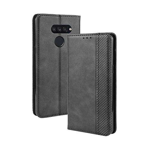 LAGUI Kompatible für LG K50S Hülle, Leder Flip Case Schutzhülle für Handy mit Kartenfach Stand und Magnet Funktion als Brieftasche, schwarz von LAGUI