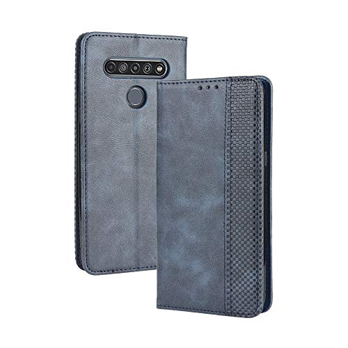 LAGUI Kompatible für LG K61 Hülle, Leder Flip Case Schutzhülle für Handy mit Kartenfach Stand und Magnet Funktion als Brieftasche, Blau von LAGUI