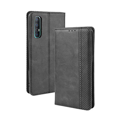 LAGUI Kompatible für Oppo Find X2 Neo Hülle, Leder Flip Case Schutzhülle für Handy mit Kartenfach Stand und Magnet Funktion als Brieftasche, schwarz von LAGUI