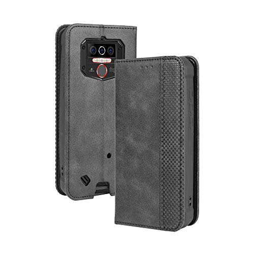 LAGUI Kompatible für Oukitel WP5 Hülle, Leder Flip Case Schutzhülle für Handy mit Kartenfach Stand und Magnet Funktion als Brieftasche, schwarz von LAGUI