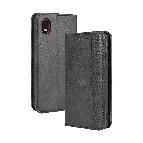 LAGUI Kompatible für Samsung Galaxy A01 Core Hülle, Leder Flip Case Schutzhülle für Handy mit Kartenfach Stand und Magnet Funktion als Brieftasche, schwarz von LAGUI