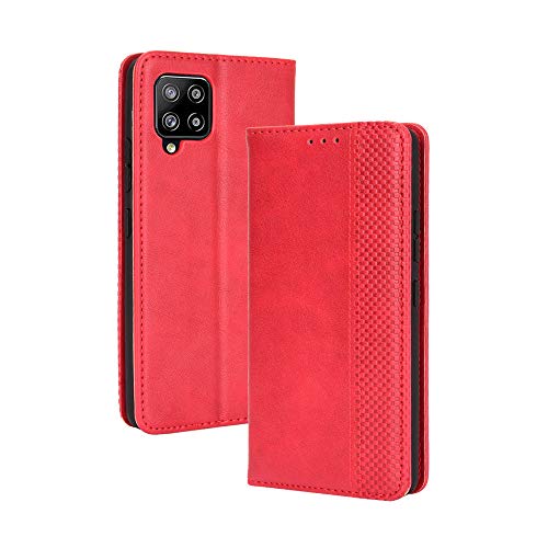 LAGUI Kompatible für Samsung Galaxy A42 5G Hülle, Leder Flip Case Schutzhülle für Handy mit Kartenfach Stand und Magnet Funktion als Brieftasche, rot von LAGUI