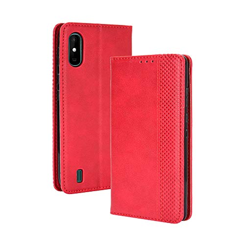 LAGUI Kompatible für Wiko Y81 Hülle, Leder Flip Case Schutzhülle für Handy mit Kartenfach Stand und Magnet Funktion als Brieftasche, rot von LAGUI