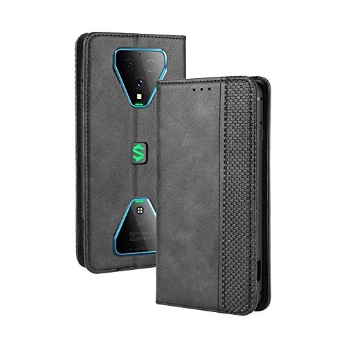 LAGUI Kompatible für Xiaomi Black Shark 3 Hülle, Leder Flip Case Schutzhülle für Handy mit Kartenfach Stand und Magnet Funktion als Brieftasche, schwarz von LAGUI