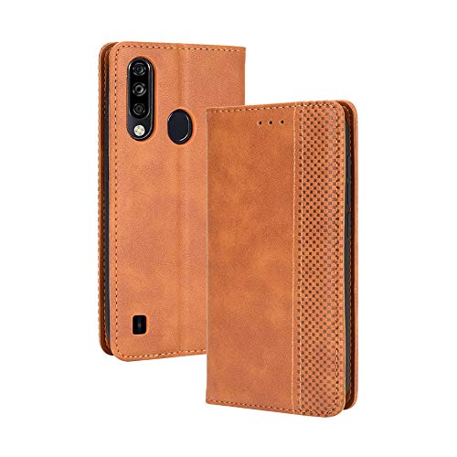 LAGUI Kompatible für ZTE Blade A7 2020 Hülle, Leder Flip Case Schutzhülle für Handy mit Kartenfach Stand und Magnet Funktion als Brieftasche, braun von LAGUI