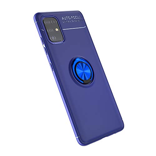LAGUI Passend für Samsung Galaxy M31s Hülle, Ultradünne Weiche Silikon Magnetischen Autohalterungen Spezielle Handyhülle Mit 360 ° Verdrehbare Ring. blau+blau von LAGUI