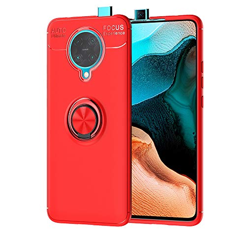LAGUI Passend für Xiaomi Poco F2 Pro Hülle, Ultradünne Weiche Silikon Magnetischen Autohalterungen Spezielle Handyhülle Mit 360 ° Verdrehbare Ring. rot+rot von LAGUI