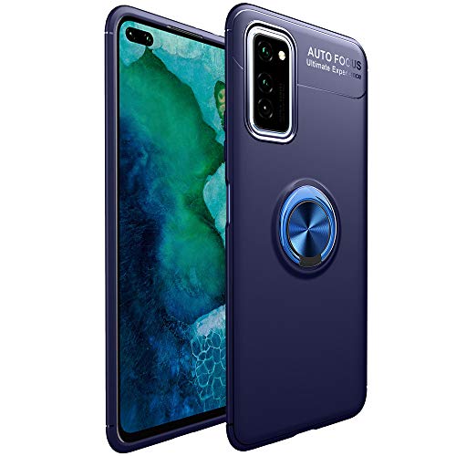 LAGUI Schutzhülle geeignet für Samsung Galaxy A51, flexibel, TPU, ultradünn, Magneten, KFZ-Halterung, speziell mit Ring, Blau + Blau von LAGUI