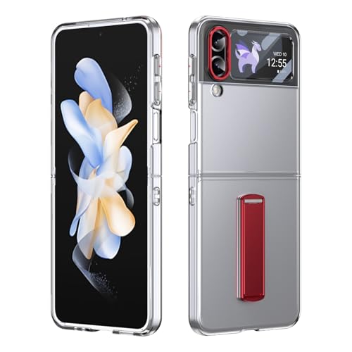 Handy-Klapphülle Compatible with Samsung Galaxy Z Flip 4 Case with Screen Protector,Stand Modes Kickstand for Z Flip 4 Cover, Military Grade Shockproof Light Weight Protective Case, Crystal Clear Hüll von LAHDFKAJ