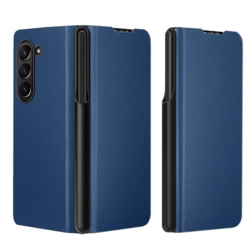 Handy-Klapphülle Compatible with Samsung Galaxy Z Fold 5, stoßfeste Hülle mit S-Pen-Halter, [integrierter Displayschutz], ultradünne Leder-Schutzhülle Compatible with Galaxy Z Fold 5 Hüllenabdeckung(B von LAHDFKAJ