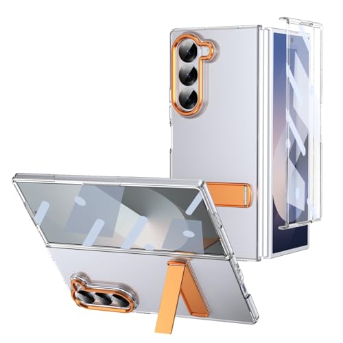Handy-Klapphülle Compatible with Samsung Galaxy Z Fold 6 Case with Screen Protector,Stand Modes Kickstand for Z Fold 6 Cover, Military Grade Shockproof Light Weight Protective Case, Crystal Clear Hüll von LAHDFKAJ