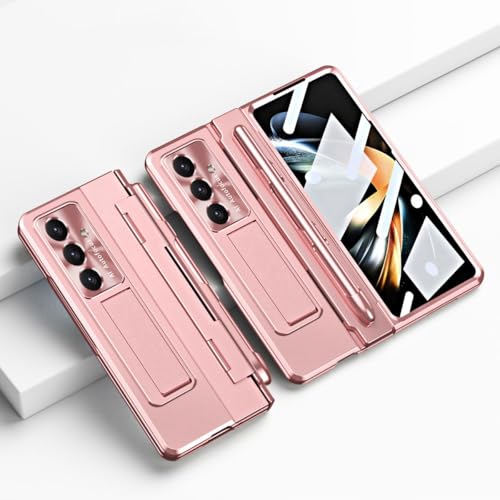 LAHDFKAJ Handyhüllen-Pakete Kompatibel mit Samsung Galaxy Z Fold 7 Hülle [Versteckter Ständer] [Kabelloses Laden] [mit Stift] Robuste, stoßfeste 360-Grad-Vollschutzhülle + Ständer Hülle(Rose Gold) von LAHDFKAJ
