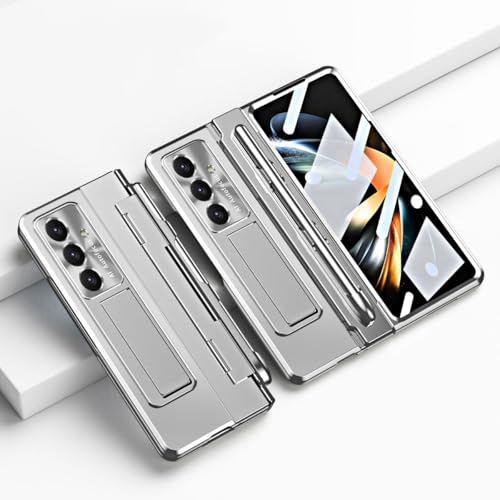 LAHDFKAJ Handyhüllen-Pakete Kompatibel mit Samsung Galaxy Z Fold 7 Hülle [Versteckter Ständer] [Kabelloses Laden] [mit Stift] Robuste, stoßfeste 360-Grad-Vollschutzhülle + Ständer Hülle(Silver) von LAHDFKAJ