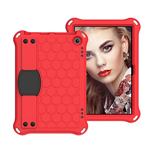 Tablet-Hüllen Compatible with Kindle Fire HD 8 Tablettenabdeckung und Feuer HD 8 plus Tablet-Gehäuse (2020), stoßfest, lichtröhriger Ganzkörperschutz, mit Griff, Schultergurt Tablet-PC-Hülle(Red+Black von LAHDFKAJ