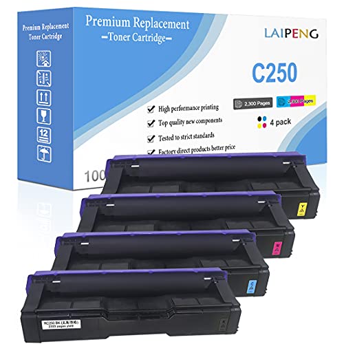 LAIPENG 4 Farben Kompatible Tonerkartuschen SP C250 C261 Hoher Kapazität 2300 Seiten mit Schwarz Cyan Magenta Gelb für RICOH Aficio SP C250DN C250SF C261SFN C261SFNw C261DNw Laserdrucker von LAIPENG