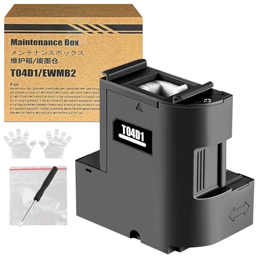 T04D1 04D1 Tinte Wartungsbox Kompatibel für Epson ET-M2750 ET-4750 ET-M2140 ET-M3140 ET-M3170 ET-M3180 ET-M1140 ET-M1170 ET-M1180 XP-5100 XP-5105 XP-5150 WF-2860 Drucker Wartungstank C13T04D100 von LAIPENG