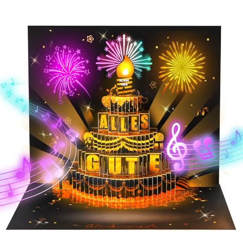LAJUP 3D Pop Up Geburtstagskuchen-Grußkarte, Happy Birthday Karte & Umschläge Für Kinder, Männer, Frauen, Liebhaber, Eltern, Freunde(Rot) von LAJUP