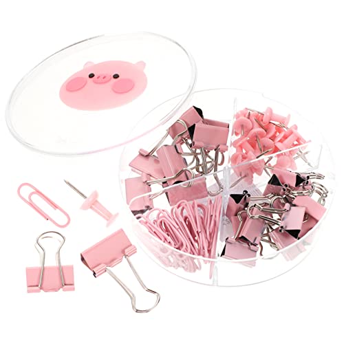 LALAFINA 1 Set Kunststoff Büroklammern Papier Organizer Clips Eisen Kunststoff Binder Clips Groß Büroklammern Rosa von LALAFINA