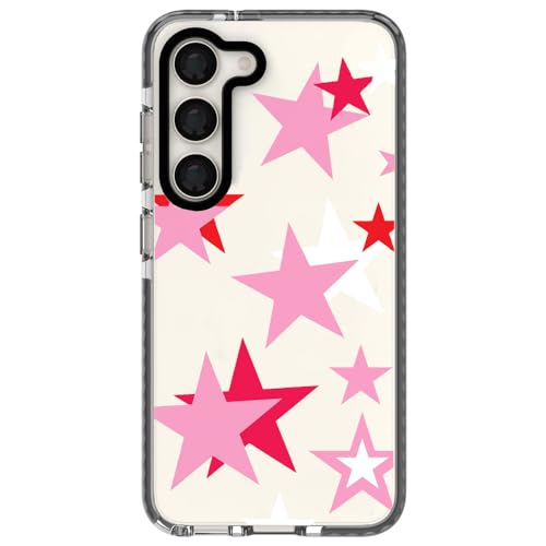LALAPOPO Pink Stars Trendy Cute Clear Phone Case for Samsung Galaxy S24 Ultra 17.3 cm with Built-in Bumper Shockproof Protective Cover for Galaxy S24 Ultra 17.3 cm 2024 von LALAPOPO