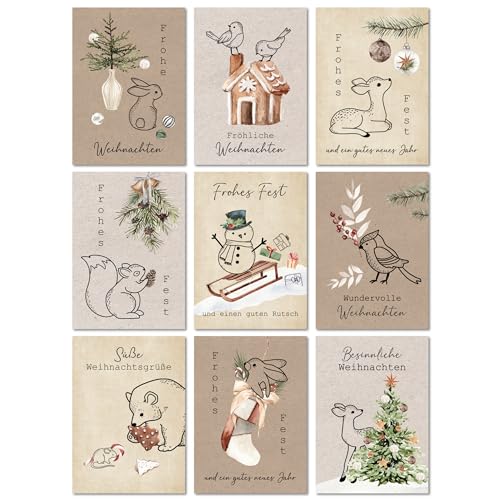 LALELU-Prints Weihnachtskarten mit Umschlag Set I 9 Stück von LALELU-Prints