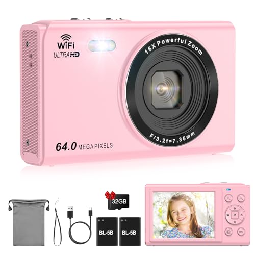 Digitalkamera, LAMA Upgraded 1080P FHD 64MP Kinder Vlogging-Kamera mit 32GB SD-Karte, 16X Digitalzoom-Kompaktkamera mit 2 Batterien, 2,8 Zoll LCD-Bildschirm Mini Kamera für Kinder, Jungen, Mädchen, Digitalkamera, LAMA Upgraded 1080P FHD 64MP Kinder Vlogging-Kamera mit 32GB SD-Karte, 16X Digitalzoom-Kompaktkamera mit 2 Batterien, 2,8 Zoll LCD-Bildschirm Mini Kamera für Kinder, Jungen, Mädchen, von LAMA