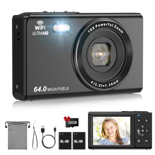 Digitalkamera, LAMA Upgraded 1080P FHD 64MP Kinder Vlogging-Kamera mit 32GB SD-Karte, 16X Digitalzoom-Kompaktkamera mit 2 Batterien, 7,1 cm LCD-Bildschirm Mini Kamera für Kinder, Jungen, Mädchen, Digitalkamera, LAMA Upgraded 1080P FHD 64MP Kinder Vlogging-Kamera mit 32GB SD-Karte, 16X Digitalzoom-Kompaktkamera mit 2 Batterien, 7,1 cm LCD-Bildschirm Mini Kamera für Kinder, Jungen, Mädchen, von LAMA