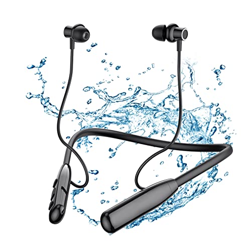 LAMA Bluetooth 5.3 Kopfhörer Sport Ohrhörer 30 Std. Spielzeit Kabellos Sportkopfhörer Geräuschunterdrückung In Ear Headset mit Mikrofon Nackenbügel Magnetisches Earbuds IPX6, Schwarz von LAMA