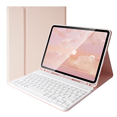 LAMA Bluetooth Tastatur Hülle Kompatibel mit 10.9'' iPad Air 2022 (5th Gen), iPad Air 2020 (4th Gen), 11'' iPad Pro 2020 (2th Gen), iPad Pro 2018 (1th Gen) Kabellose Tastatur Schützhülle QWERTZ Rosa von LAMA