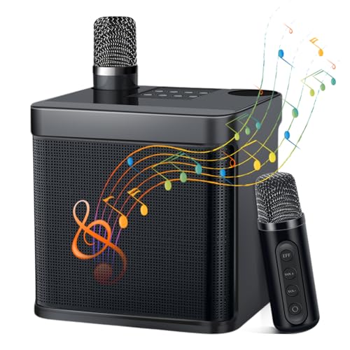 LAMA Karaoke Maschine, Karaoke Anlage mit kabellose 2 Mikrofonen, Bluetooth Lautsprecher Box tragbare Mikrofon Lautsprecher System Karaoke Lautsprecher, Karaoke Set Karaoke Box für Party Geburtstag von LAMA