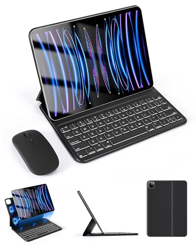 LAMA Magische Tastaturhülle mit Maus-Set für iPad Air 11 Zoll 7. / 6. (2025/2024), Air 11 Zoll 5. / 4. (2022/2020), Pro 11 Zoll 4. / 3. / 2. / 1. (2018–2022), Tastaturhülle mit Hintergrundbeleuchtung von LAMA
