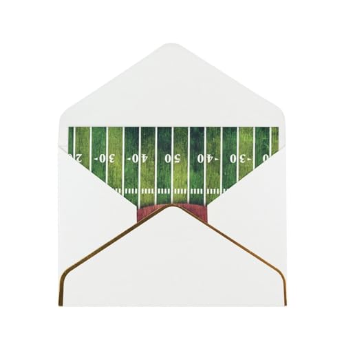 LAMAME American Football Field and Ball bedruckte Grußkarte, Dankeschön, Hochzeits- und Geburtstagskarte mit goldfarbenen Umschlägen für alle Anlässe von LAMAME