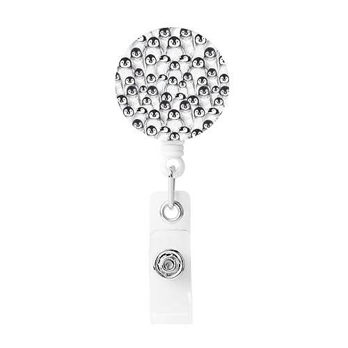 LAMAME Niedliche Baby Pinguine Skizze Gedruckt Einziehbare Abzeichen Halter Badge Reel ID Halter Einziehbare Schlüsselanhänger von LAMAME