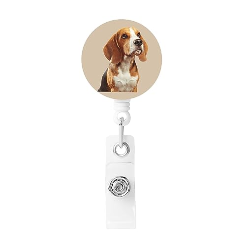 LAMAME Niedlicher Beagle-Hund gedruckt einziehbarer Ausweishalter Abzeichenrolle Ausweishalter einziehbarer Schlüsselanhänger von LAMAME