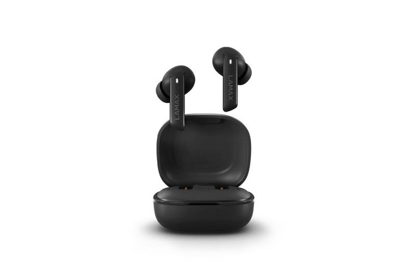 LAMAX Clips1 ANC Black Bluetooth-Kopfhörer (Möglichkeit, nur einen Ohrhörer zu verwenden, 44 Stunden Spielzeit, Siri, Google Assistant, Hybrid ANC-Funktion, Transparenzmodus, ergonomisches Design) von LAMAX