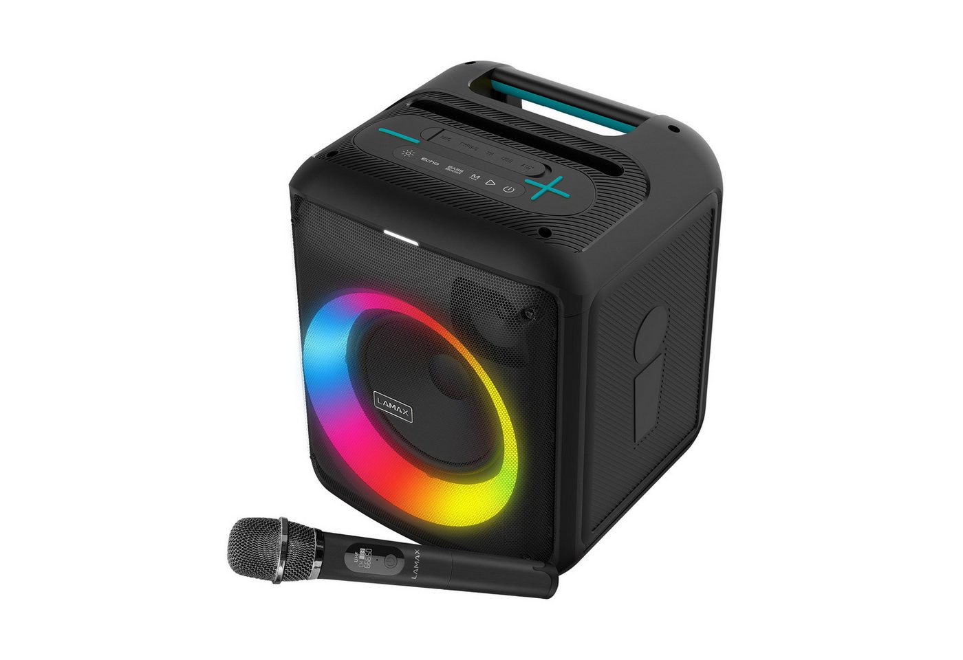 LAMAX PartyKing1 Play, tragbarer Bluetooth-Lautsprecher (80 W, Funkmikrofon, LED-Effekte, Bluetooth 5.3) von LAMAX