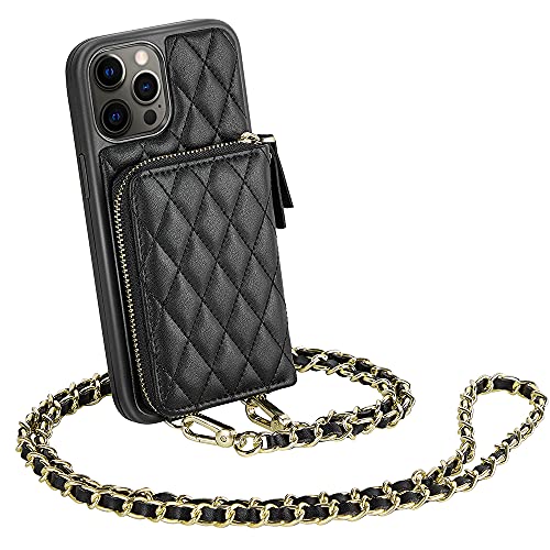 LAMEEKU Brieftaschen-Schutzhülle kompatibel mit iPhone 12 Pro Max, Crossbody-Kette, Brieftasche, Schutzhülle mit Handgelenkschlaufe, kompatibel mit iPhone 12 Pro Max 6.7 Zoll, Schwarz LAMEEKU Brieftaschen-Schutzhülle kompatibel mit iPhone 12 Pro Max, Crossbody-Kette, Brieftasche, Schutzhülle mit Handgelenkschlaufe, kompatibel mit iPhone 12 Pro Max 6.7 Zoll, Schwarz von LAMEEKU