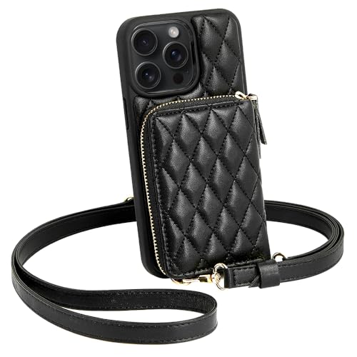 LAMEEKU Kartenhalter Wallet Case mit Crossbody Kette Gesteppte Leder Geldbörse RFID Schutzhülle Kompatibel mit iPhone 14 Pro Max, 6,7 Zoll, Schwarz LAMEEKU Kartenhalter Wallet Case mit Crossbody Kette Gesteppte Leder Geldbörse RFID Schutzhülle Kompatibel mit iPhone 14 Pro Max, 6,7 Zoll, Schwarz von LAMEEKU