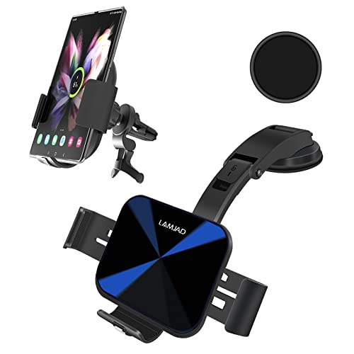Dual Coils Fast Wireless Car ChargerLAMJAD 15W Smart Qi Car Mount Phone Holder for Air Vent & DashboardCompatible with Galaxy Z Fold 3 Fold 2 iPhone 13 8 X 11 12 Series Pixel 6 Samsung S22 Ultra S 21 von LAMJAD