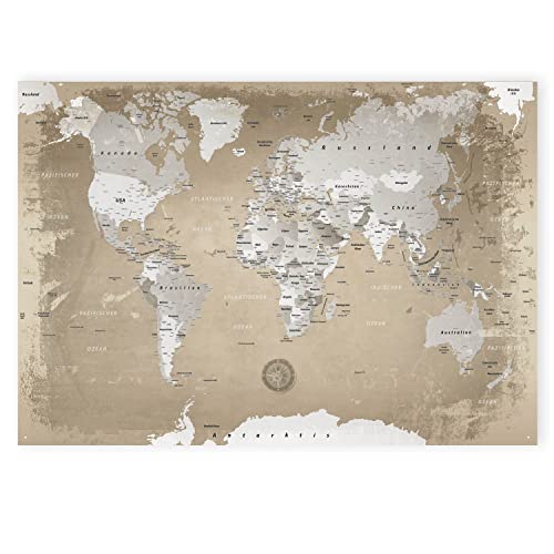 LANA KK - Weltkarte Natur – magnetische Weltkarte Pinnwand als Blechschild XXL -Poster, Magnettafel als Geschenk Wandkunst Dekor für Zuhause, Büro und Café in 100x70 cm von LANA KK