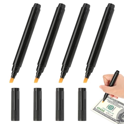 LANAFAY 4 Stück Geldscheinprüfer Stift, Falschgeld Stift, Geldprüfstift, Stift Geldscheinprüfer für Euro, US-Dollar, Pfund, Yen usw, Schwarz von LANAFAY